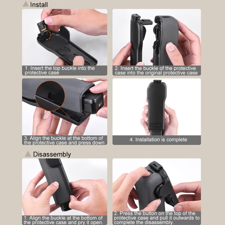BRDRC Twill-Textured ABS Protective Case For DJI OSMO Pocket 3(Black) - B12