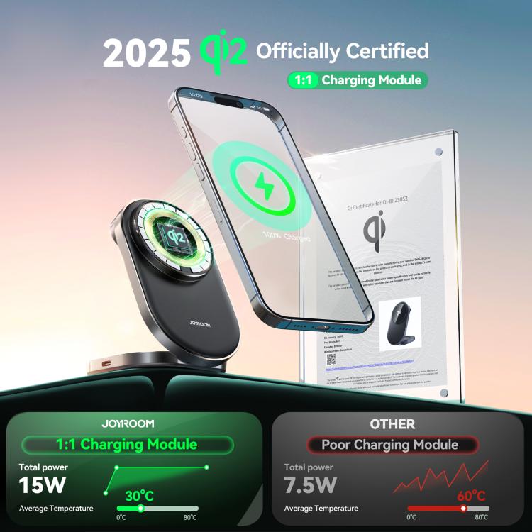 JOYROOM JR-W17 3 in 1 Qi2 Magnetic Wireless Charger(Black) - 3