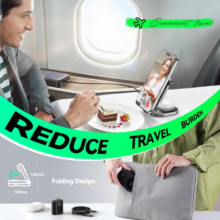 JOYROOM JR-W17 3 in 1 Qi2 Magnetic Wireless Charger(Black) - 6