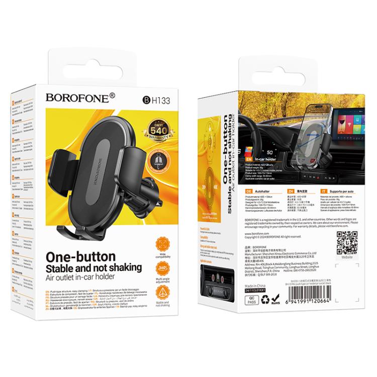 Borofone Car holder BH133 - black 7 Borofone BH133 Rio Air Outlet Push-type Car Holder(Black) - 7