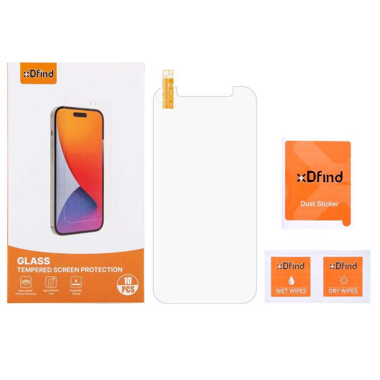 For iPhone 12 mini 10pcs xDfind 0.26mm 9H 2.5D Middle Aluminum Tempered Glass Film