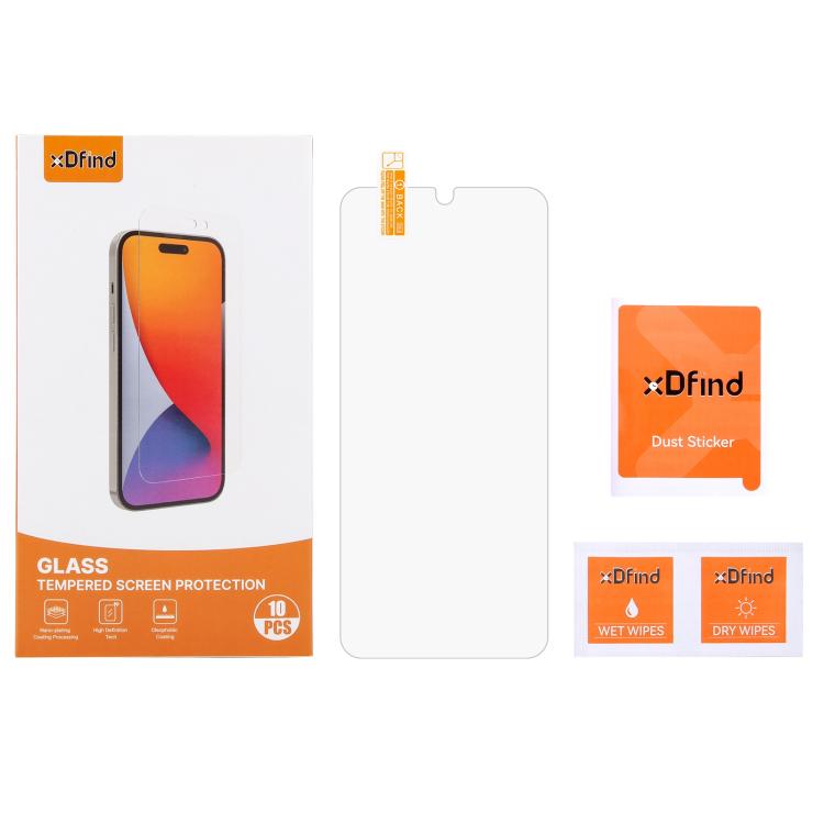 For Redmi 14C 5G 10pcs xDfind 0.26mm 9H 2.5D Middle Aluminum Tempered Glass Film