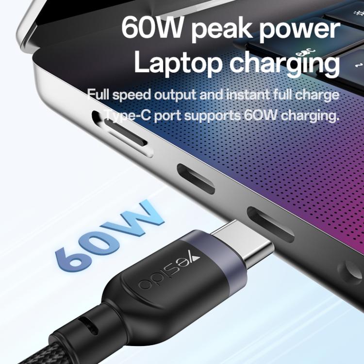 Yesido CA136C 60W USB-C / Type-C to Type-C & iWatch 2 in 1 Charging Cable, Length:1.2m(Black) - 2