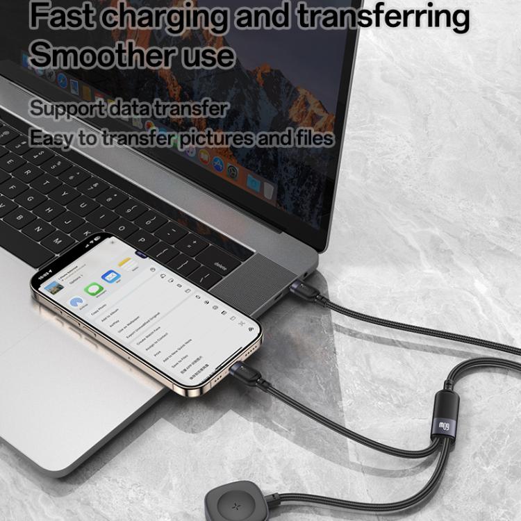 Yesido CA136C 60W USB-C / Type-C to Type-C & iWatch 2 in 1 Charging Cable, Length:1.2m(Black) - 7
