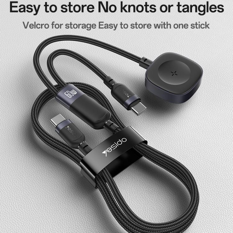 Yesido CA136C 60W USB-C / Type-C to Type-C & iWatch 2 in 1 Charging Cable, Length:1.2m(Black) - 9