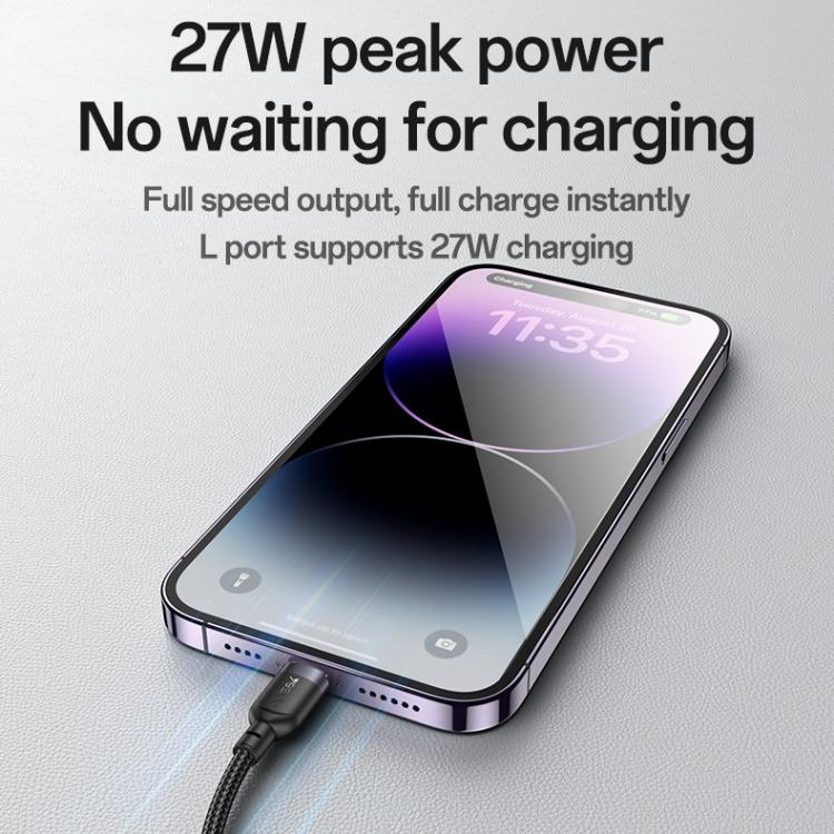 Yesido CA136L 27W USB-C / Type-C to 8 Pin & iWatch 2 in 1 Charging Cable, Length:1.2m(Black) - 2