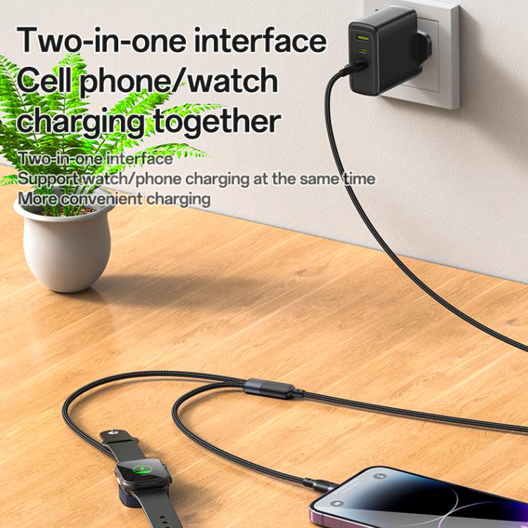 Yesido CA136L 27W USB-C / Type-C to 8 Pin & iWatch 2 in 1 Charging Cable, Length:1.2m(Black) - 6