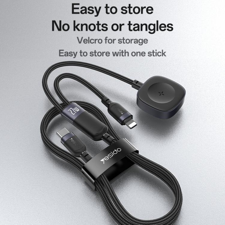 Yesido CA136L 27W USB-C / Type-C to 8 Pin & iWatch 2 in 1 Charging Cable, Length:1.2m(Black) - 9
