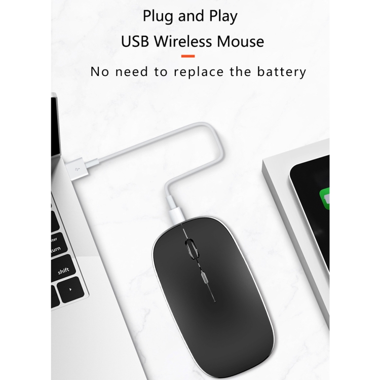 WIWU Wimic Lite WM102 2.4G Simple Office Home Recargable Mute Wireless Mouse (Plata) - 7