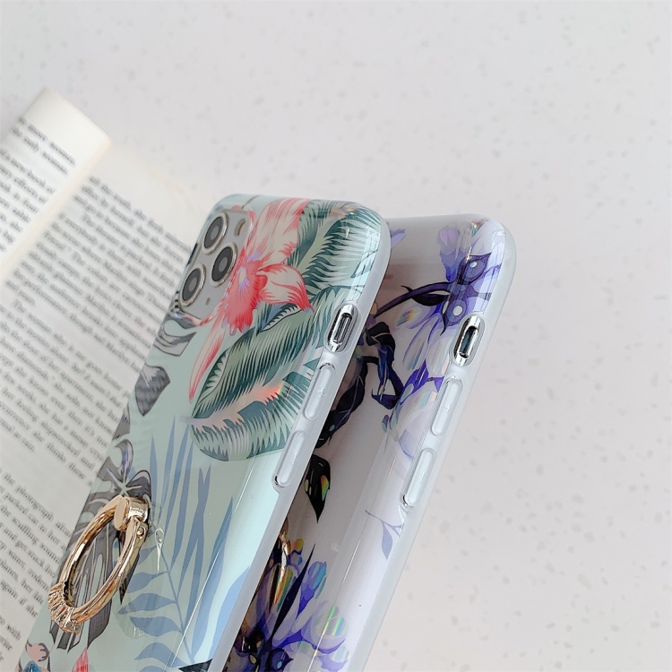 For iPhone 11 Pro Max Colorful Laser Flower Series TPU Mobile Phone Case with Diamond Ring Holder(Red Flower) For iPhone 11 Pro Max Colorful Laser Flower Series TPU Mobile Phone Case with Diamond Ring Holder(Red Flower)