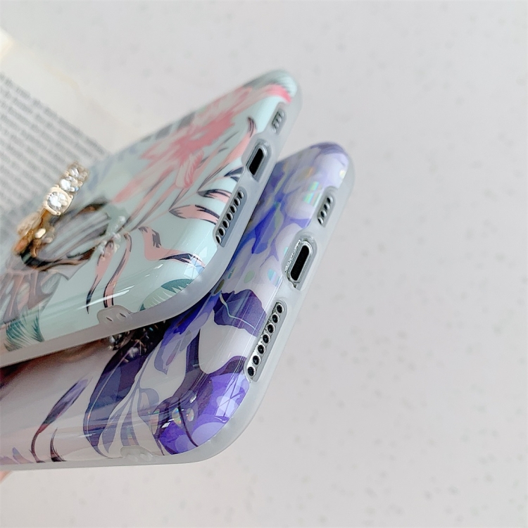 For iPhone 11 Pro Max Colorful Laser Flower Series TPU Mobile Phone Case with Diamond Ring Holder(Red Flower) For iPhone 11 Pro Max Colorful Laser Flower Series TPU Mobile Phone Case with Diamond Ring Holder(Red Flower)