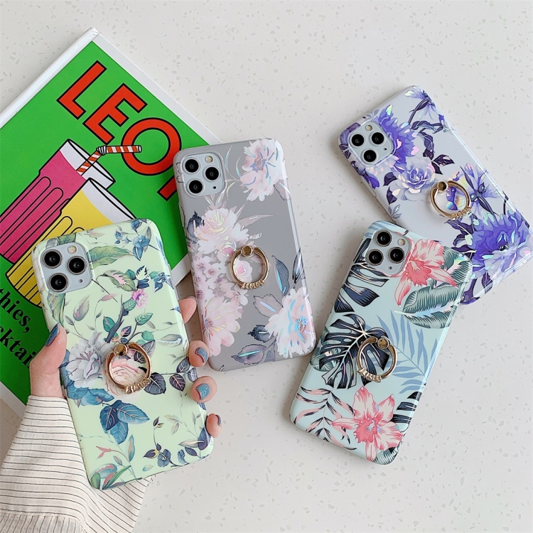For iPhone 11 Pro Max Colorful Laser Flower Series TPU Mobile Phone Case with Diamond Ring Holder(Red Flower) For iPhone 11 Pro Max Colorful Laser Flower Series TPU Mobile Phone Case with Diamond Ring Holder(Red Flower)