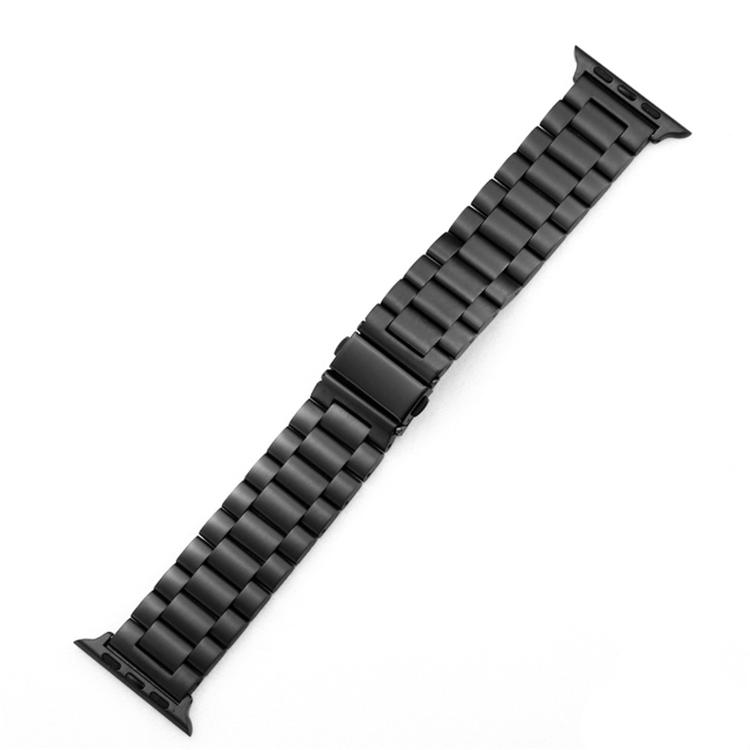 For Apple Watch 42 / 44 / 45 / 46 / 49mm xDfind Three Beads Fold Buckle Stainless Steel Watch Band(Black)