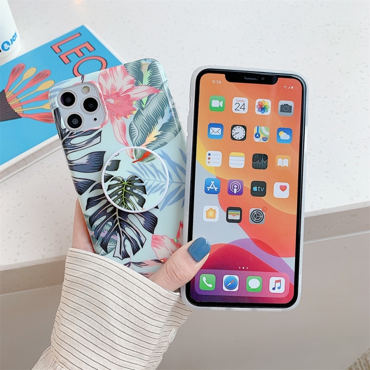 For iPhone 11 Pro Max Colorful Laser Flower Series TPU Mobile Phone Case with Folding Holder(Pink Flower) For iPhone 11 Pro Max Colorful Laser Flower Series TPU Mobile Phone Case with Folding Holder(Pink Flower)