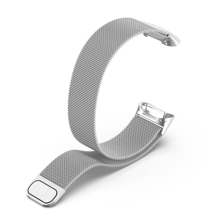 For Fitbit Charge 6 / 5 xDfind Milanese Magnetic Metal Watch Band, Size:S(Silver)
