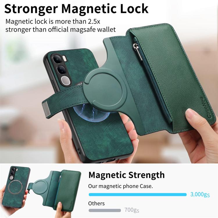 ESTH® Funda para Vivo V40 Lite 5G/Vivo V30e 5G con Protección de Cámara Cubierta y Soporte de Anillo [Compatible con Soporte Magnético para Coche] Carcasa Grado Militar Anti-caída, Verde