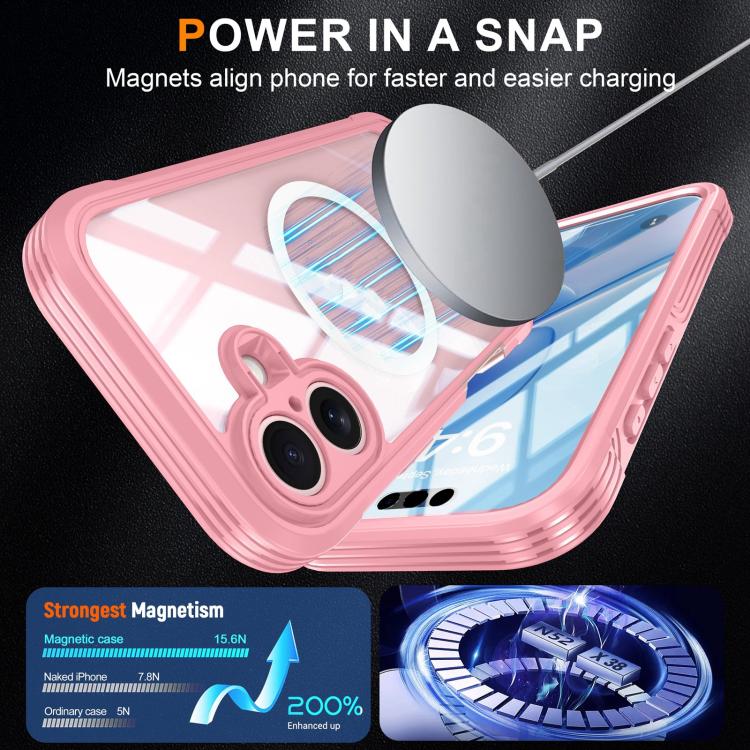 For iPhone 17 Life Waterproof MagSafe Magnetic Rugged Phone Case(Pink)