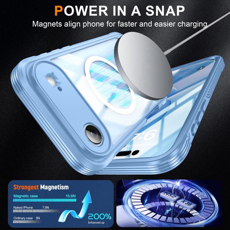 For iPhone 17 Air Life Waterproof MagSafe Magnetic Rugged Phone Case(Sky Blue)