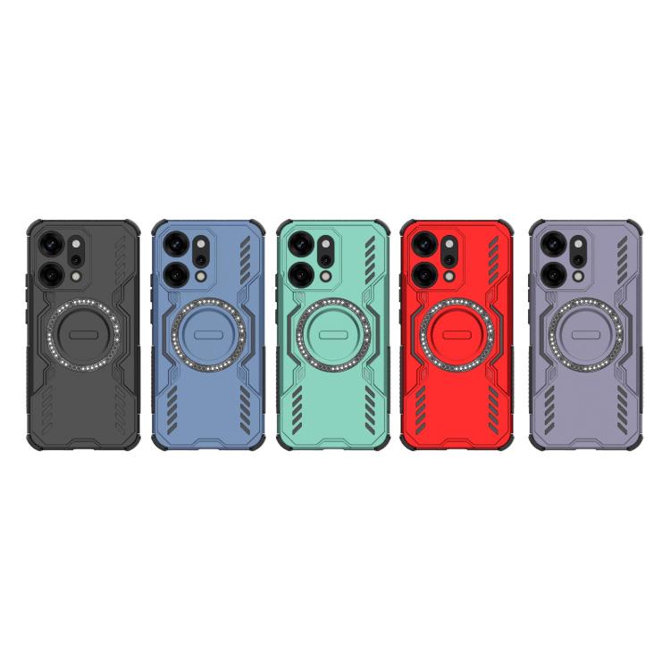 For OPPO Reno14 Pro 5G Global Butterfly Armor MagSafe Magnetic Ring Shockproof Phone Case(Light Green)