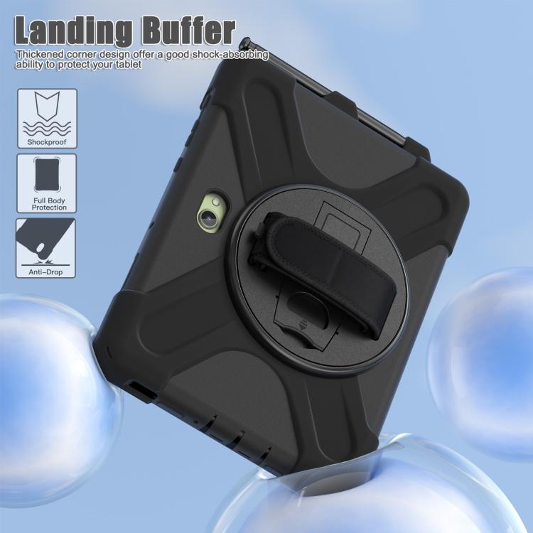 For Samsung Galaxy Tab Active Pro T540 / T545 / Tab Active4 Pro Shockproof Colorful Silicone + PC Protective Case with Holder & Hand Grip Strap(Black) - 1