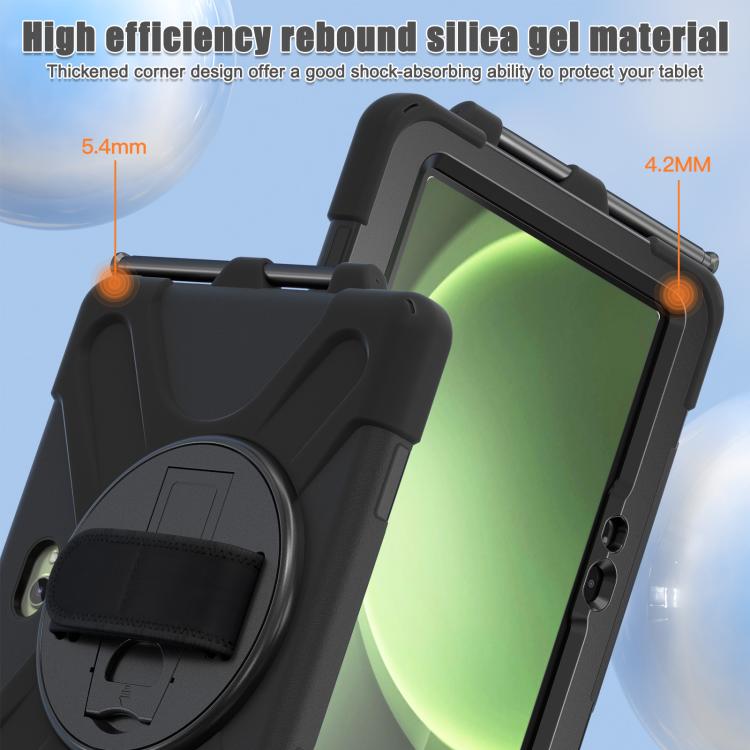 For Samsung Galaxy Tab Active Pro T540 / T545 / Tab Active4 Pro Shockproof Colorful Silicone + PC Protective Case with Holder & Hand Grip Strap(Black) - 3