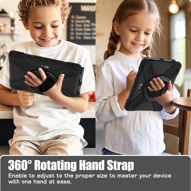 For Samsung Galaxy Tab Active Pro T540 / T545 / Tab Active4 Pro Shockproof Colorful Silicone + PC Protective Case with Holder & Hand Grip Strap(Black) - 4