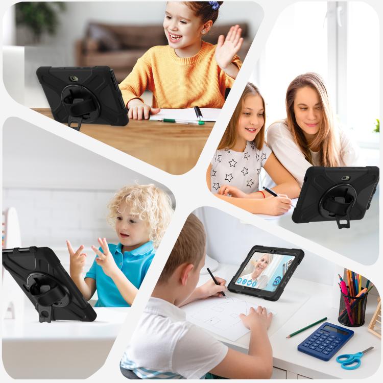 For Samsung Galaxy Tab Active Pro T540 / T545 / Tab Active4 Pro Shockproof Colorful Silicone + PC Protective Case with Holder & Hand Grip Strap(Black) - 5