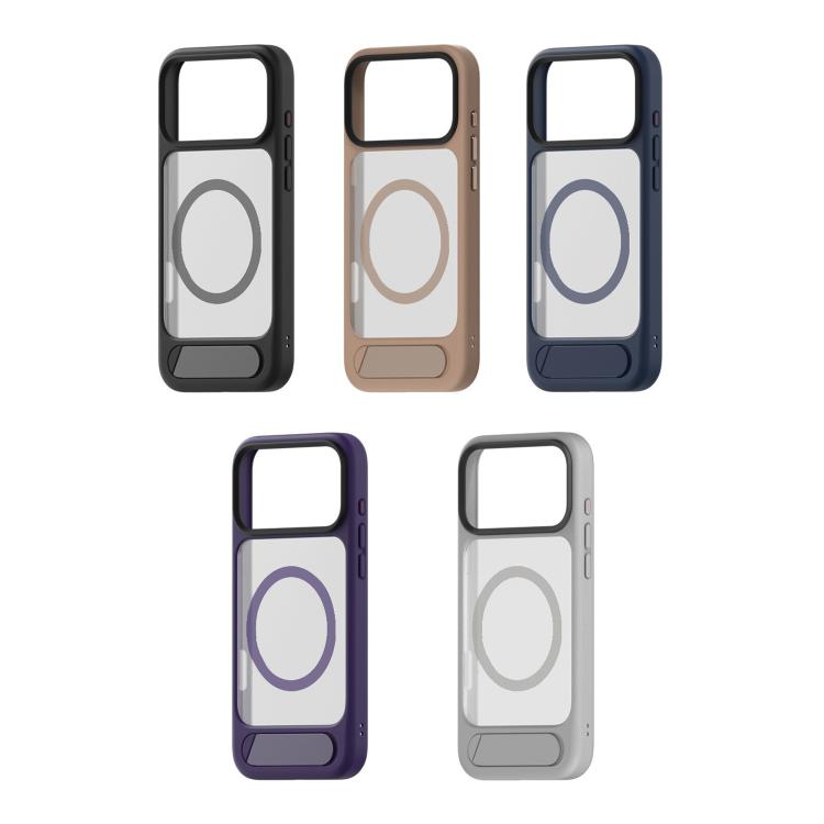 For iPhone 17 Pro Max Kalebol MagSafe Invisible Tilt Holder PC Hybrid TPU Case(Navy Blue) - B1