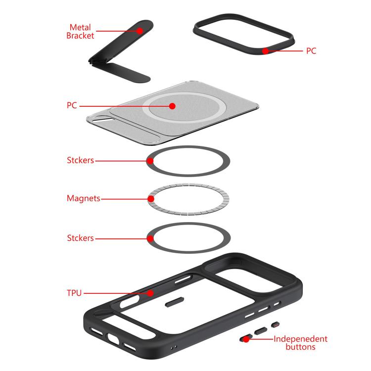 For iPhone 17 Pro Max Kalebol MagSafe Invisible Tilt Holder PC Hybrid TPU Case(Navy Blue) - B5