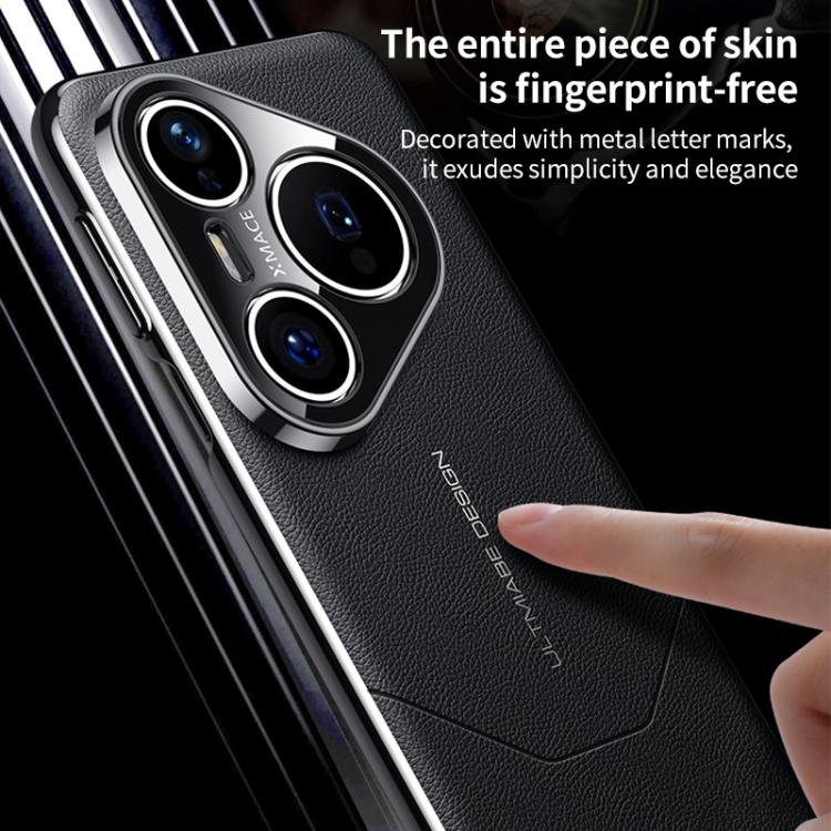 Huawei Pura 80 Ultra Ultimate Design Vegan Leather Case with Full Lens Shield Protection 14 For Huawei Pura 80 Ultra 5G Premium Electroplated Imitation Ultimate Design Phone Case(Black) - B2