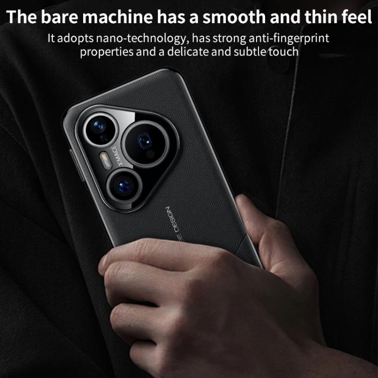 Huawei Pura 80 Ultra Ultimate Design Vegan Leather Case with Full Lens Shield Protection 17 For Huawei Pura 80 Ultra 5G Premium Electroplated Imitation Ultimate Design Phone Case(Black) - B5