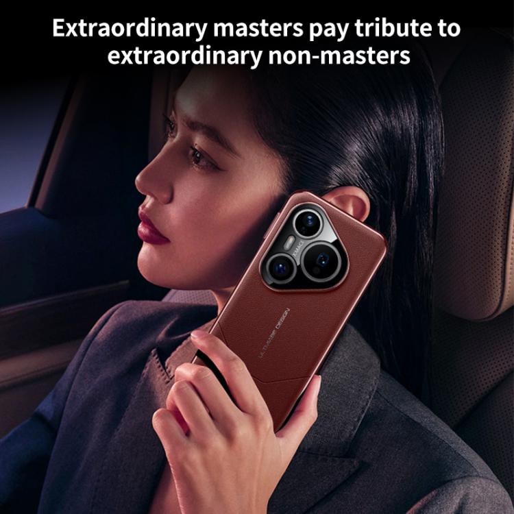 Huawei Pura 80 Ultra Ultimate Design Vegan Leather Case with Full Lens Shield Protection 18 For Huawei Pura 80 Ultra 5G Premium Electroplated Imitation Ultimate Design Phone Case(Black) - B6