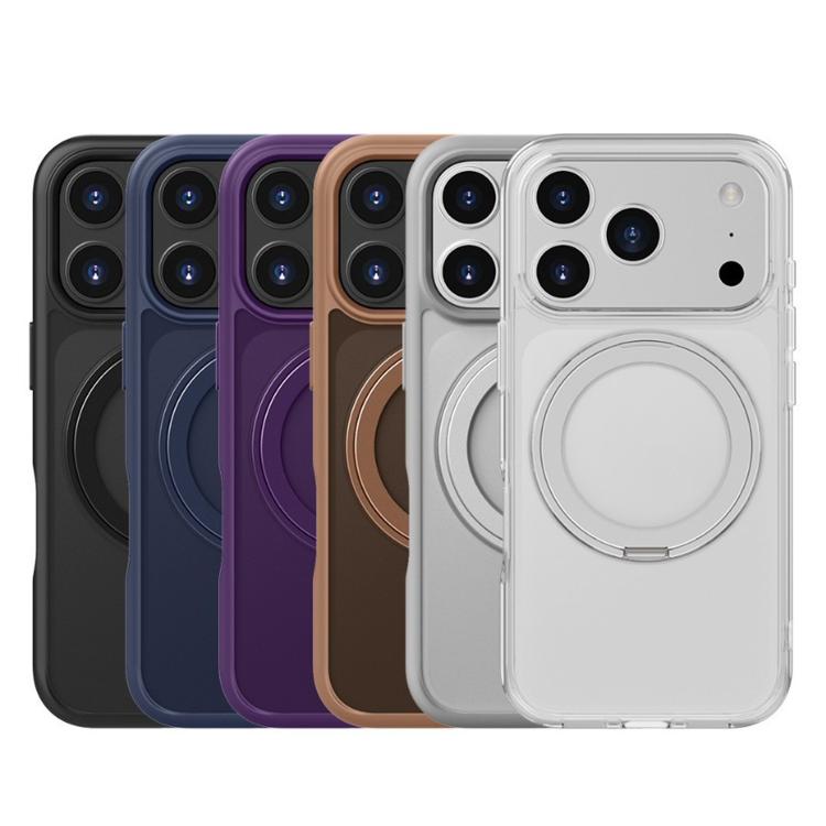 For iPhone 17 Pro Max Kalebol Frosted MagSafe Holder Acrylic Hybrid TPU Phone Case(Purple) - B1