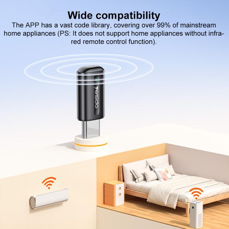 Yesido EC26C Type-C Mobile Phone Smart Remote Control Infrared Transmitter(Black) - 3