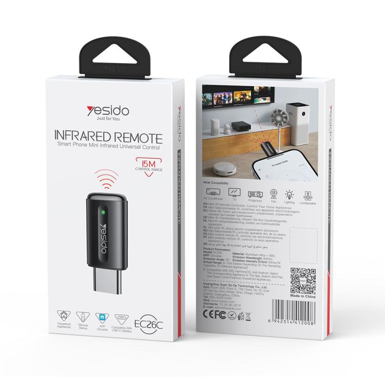 Yesido EC26C Type-C Mobile Phone Smart Remote Control Infrared Transmitter(Black) - 8