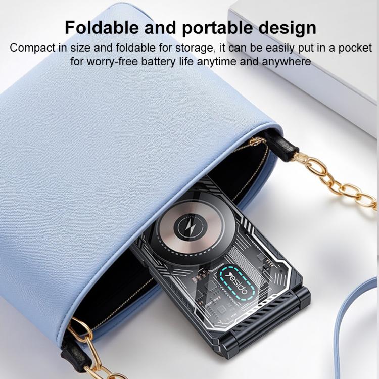 Yesido DS25 3-in-1 Foldable Magnetic Wireless Charging Station (Black) - 3