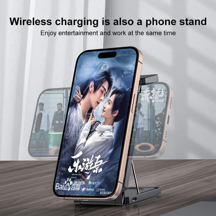 Yesido DS25 3-in-1 Foldable Magnetic Wireless Charging Station (Black) - 5