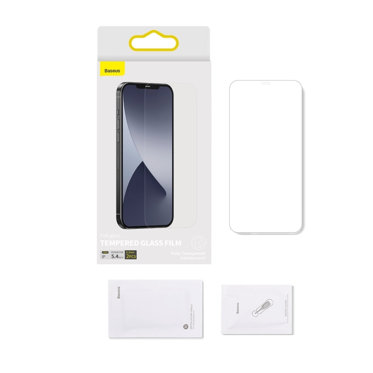 For iPhone 12 mini 2pcs Baseus 0.3mm Full Glass Tempered Film For iPhone 12 mini 2pcs Baseus 0.3mm Full Glass Tempered Film
