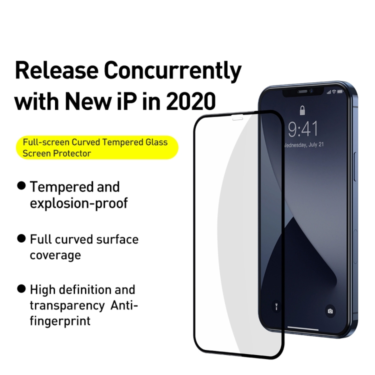 For iPhone 12 Pro Max 2pcs Baseus 0.3mm Full-screen Curved Anti-blue Light Tempered Film For iPhone 12 Pro Max 2pcs Baseus 0.3mm Full-screen Curved Anti-blue Light Tempered Film