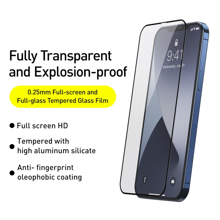For iPhone 12 mini 2pcs Baseus 0.25mm Full Screen Full Glass Tempered Film For iPhone 12 mini 2pcs Baseus 0.25mm Full Screen Full Glass Tempered Film