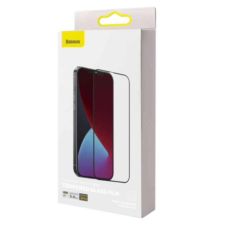 For iPhone 12 mini 2pcs Baseus 0.25mm Full Screen Full Glass Tempered Film For iPhone 12 mini 2pcs Baseus 0.25mm Full Screen Full Glass Tempered Film