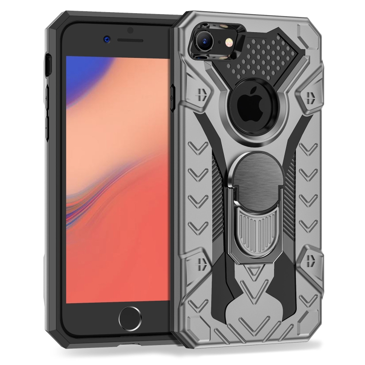 For iPhone SE 2022 / SE 2020 / 8 / 7 Armor Knight Series 2 in 1 PC + TPU Protective Case with Ring Holder(Grey) For iPhone SE 2022 / SE 2020 / 8 / 7 Armor Knight Series 2 in 1 PC + TPU Protective Case with Ring Holder(Grey)
