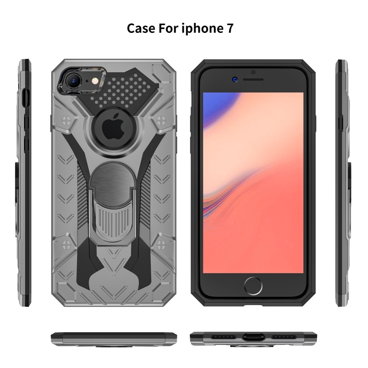 For iPhone SE 2022 / SE 2020 / 8 / 7 Armor Knight Series 2 in 1 PC + TPU Protective Case with Ring Holder(Grey) For iPhone SE 2022 / SE 2020 / 8 / 7 Armor Knight Series 2 in 1 PC + TPU Protective Case with Ring Holder(Grey)