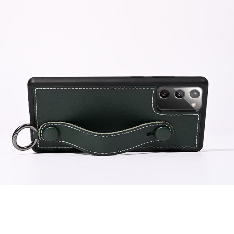 For Samsung Galaxy Note 20 Top Layer Cowhide Shockproof Protective Case with Wrist Strap Bracket(Green) For Samsung Galaxy Note 20 Top Layer Cowhide Shockproof Protective Case with Wrist Strap Bracket(Green)