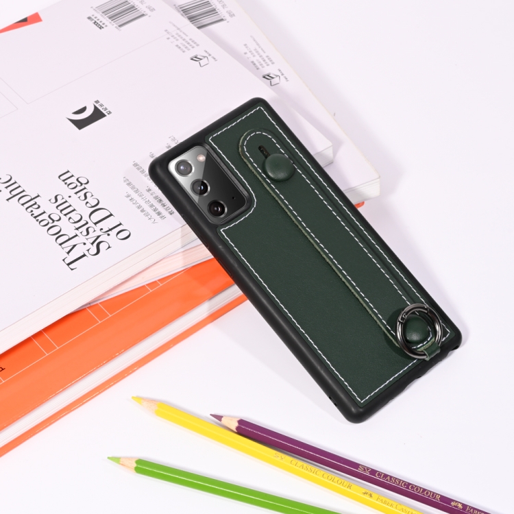 For Samsung Galaxy Note 20 Top Layer Cowhide Shockproof Protective Case with Wrist Strap Bracket(Green) For Samsung Galaxy Note 20 Top Layer Cowhide Shockproof Protective Case with Wrist Strap Bracket(Green)