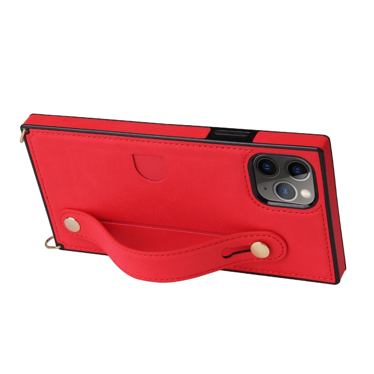 For iPhone 11 Pro Wrist Strap PU+TPU Shockproof Protective Case with Crossbody Lanyard & Holder & Card Slot(Red) For iPhone 11 Pro Wrist Strap PU+TPU Shockproof Protective Case with Crossbody Lanyard & Holder & Card Slot(Red)