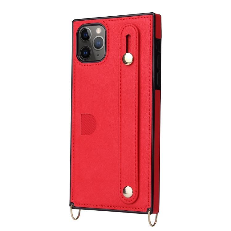 For iPhone 11 Pro Wrist Strap PU+TPU Shockproof Protective Case with Crossbody Lanyard & Holder & Card Slot(Red) For iPhone 11 Pro Wrist Strap PU+TPU Shockproof Protective Case with Crossbody Lanyard & Holder & Card Slot(Red)