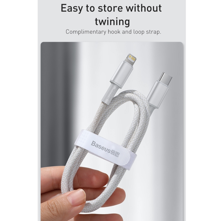 Baseus 20W Type-C / USB-C to 8 Pin PD High-density Braided Fast Charging Data Cable, Length: 1m(White) Baseus 20W Type-C / USB-C to 8 Pin PD High-density Braided Fast Charging Data Cable, Length: 1m(White)