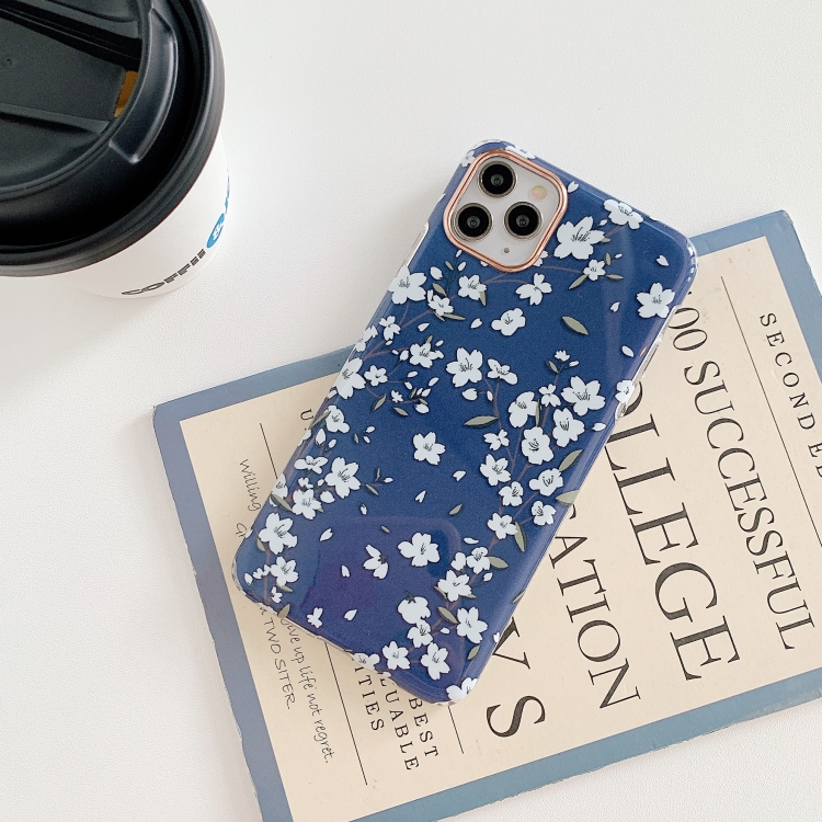For iPhone 11 Pro Max 3D Cherry Blossom Painted TPU Protective Case(Blue) For iPhone 11 Pro Max 3D Cherry Blossom Painted TPU Protective Case(Blue)