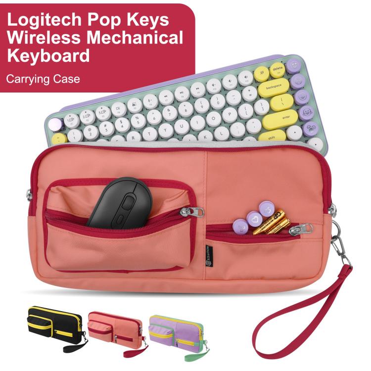 Housse De Protection Pour Clavier Logitech Keys-to-GO - Pochette Nylon Avec Fermeture Éclair - Couleur Pêche Pastel